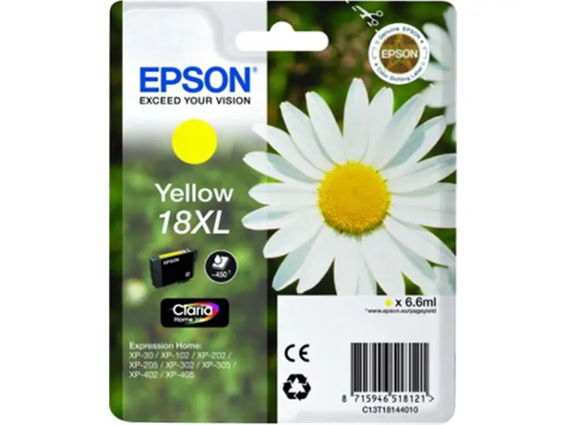 Epson 18XL (C13T18144012) Ink Cartridge Yellow High Capacity - Epson ink or toner cartridge